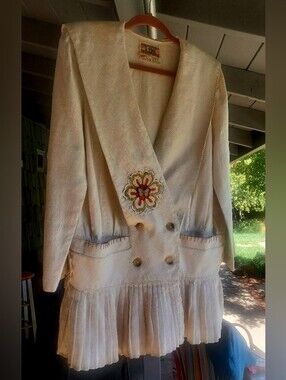Vintage (80s) BIS  Double-Breasted Linen Jacket Upcycled. S 10/40